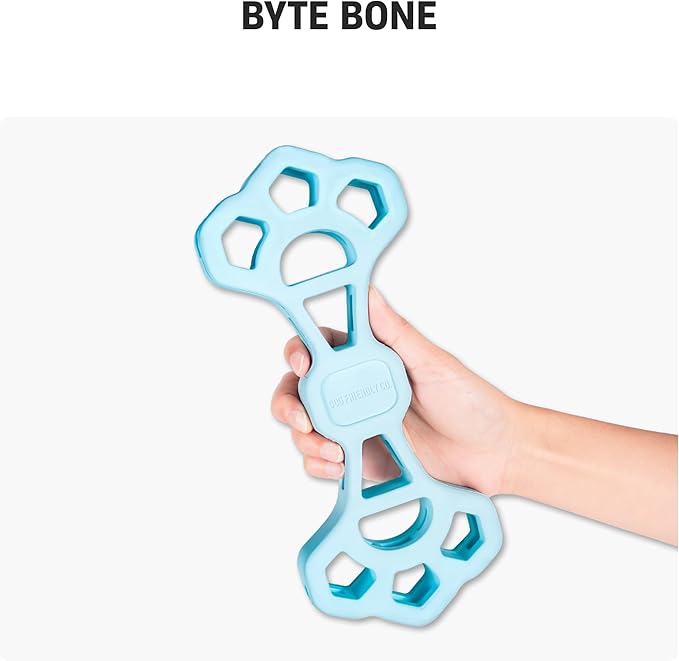 Dog Friendly Co Byte Bone | Tug of War Dog Toy | Chew, Tug & Fetch | Made from Heavy-Duty Rubber for Aggressive Chewers | Interactive Play | Keeps Dogs Active, Strong & Engaged | Blue | 1 Count