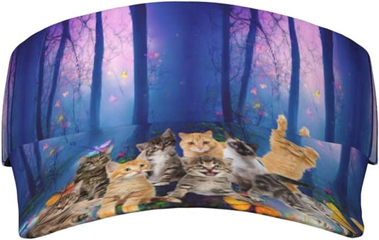 Cute Cat Sport Sun Visor Hats Cute Animal Sun Hat Empty Top Baseball Cap for Outdoor Cat Baseball Hats Cap