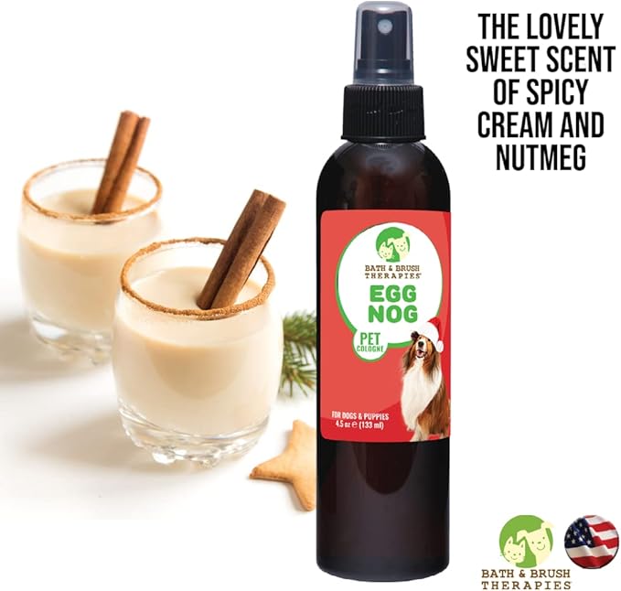 Showseason Animal Products Bath & Brush Therapies® Pet Cologne Egg Nog For Dogs 4.5 oz | Long-Lasting Odor Eliminator | Paraben-Free | Biodegradable & Non-Toxic | Made in USA