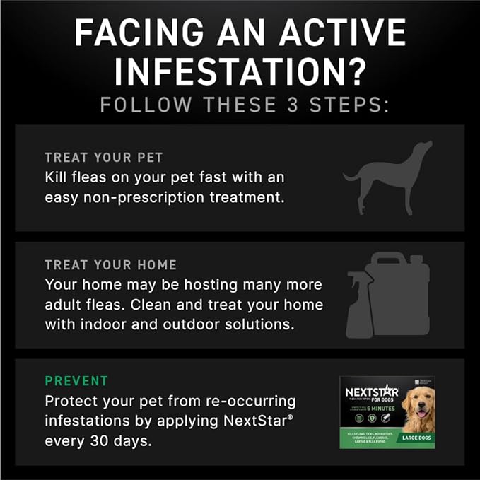 NEXTSTAR Flea and Tick Prevention for Dogs, Repellent & Control, Fast Acting Waterproof Topical Drops, Flea and Tick Prevention for Large Dogs, 6 Monthly Doses