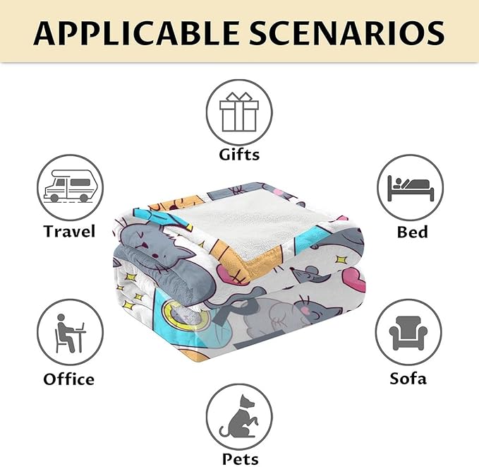 Personalized Cat Blanket Gifts with Name - 40"x50" Cute Throw Blanket for Adults Kids - Colorful Soft Plush Throws for Bed, Couch & Travel