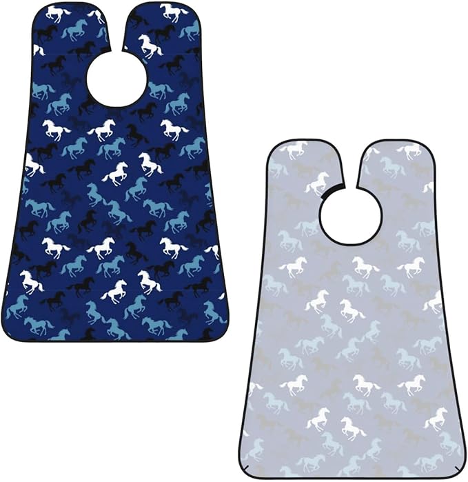 Strong Suction Cup Beard Grooming Bib, Non-Stick Hair Catcher, Waterproof, for Shaving, Sea Blue Camouflage Camo Horse