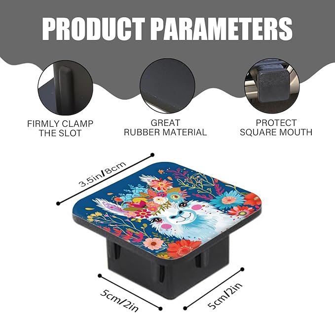 Hitch Cover Fits for 2-Inch Hitch,Llama'S Sweet Look with A Colorful Flower Wreath Rubber Trailer Hitch Cover Tube Plug Insert,Car Exterior Accessories, Receiver Tube Hitch Plug