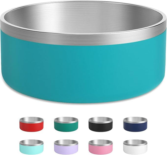 Stainless Steel Dog Bowls, Metal Dog Dish for Large Dogs, Insulated Non Slip Dog Food Bowl, Easy Clean, 40oz, LakeBlue