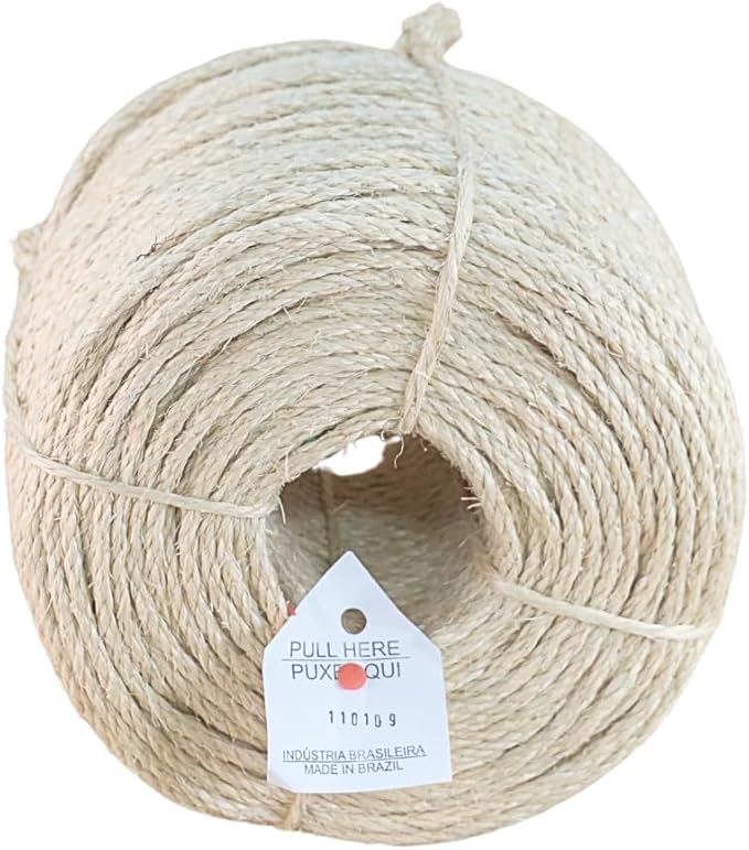 Premium Brazilian Sisal Rope, Natural Fiber 100% Sisal, Ultra Durable, Chemical-Free, Ideal for DIY, Cats, Scratching Post Replacement, Home Decor, Garden, Crafting (1/6” 600 ft / 4mm 180m)