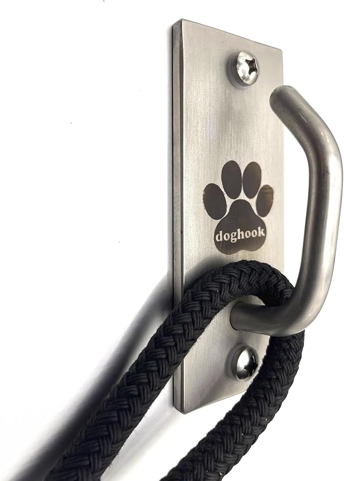 Canine Hitch Secure Dog Leash Parking Bundle – Standard & Standard with Clip, Indoor & Outdoor Wall Hook,Stainless Steel Tie-Out for Home & Business (Pack of 2)