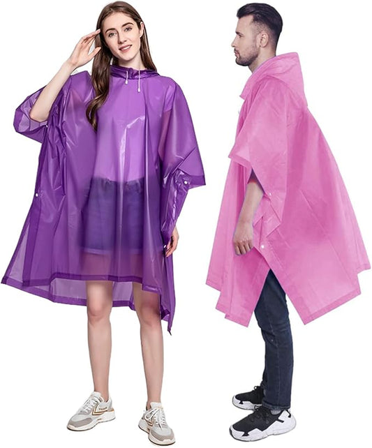 Rain Poncho Raincoats for Adults Reusable - 2-5 Pack EVA Waterproof Rain Coat with Hood, Rain Gear for Women Men