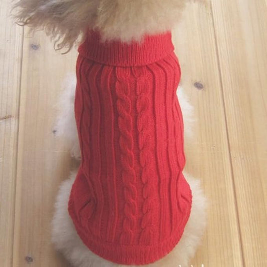 Tangpan Turtleneck Classic Straw-Rope Pro Pet Dog Sweater Apparel (Red,XL)