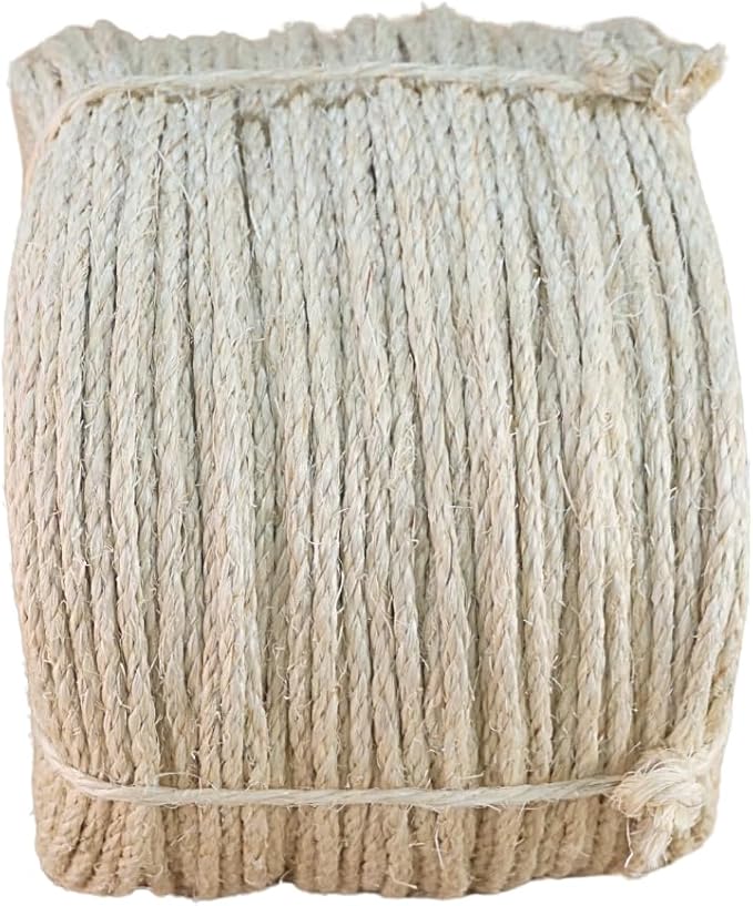 Premium Brazilian Sisal Rope, Natural Fiber 100% Sisal, Ultra Durable, Chemical-Free, Ideal for DIY, Cats, Scratching Post Replacement, Home Decor, Garden, Crafting (1/6” 600 ft / 4mm 180m)