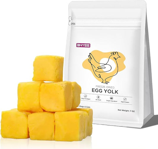 7 OZ Freeze Dried Egg Yolk Treats for Dogs Cats, High Protein Raw Dog Food Topper, Single Fresh Ingredient Treats, Rawhide Free
