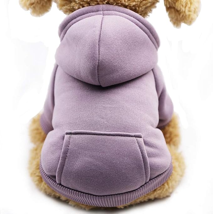 Jecikelon Winter Dog Hoodie Sweatshirts with Pockets Warm Dog Clothes for Small Dogs Chihuahua Coat Clothing Puppy Cat Custume (Purple, X-Small)