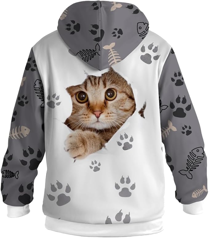 Cat Jacket for Men Women Paw Coat Hoodied Sweatshirts Zip Up Hoodies