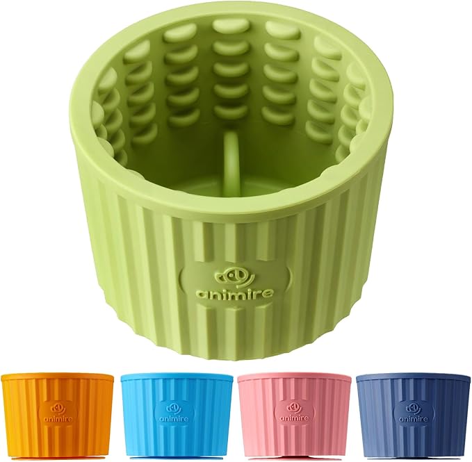 Dog Lick Bowl, Anxiety Relief Dog Licking Mat Freezer Treat Dispenser, Non-Slip Anti-Choking Silicone Slow Feeder Lick Bowl for Small Medium & Large Breed Dogs, BPA Free(Green,M-L)