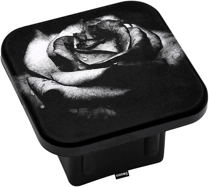Swono Rose Trailer Hitch Cover Retro Bouquet Water Drop Black Rose Flowers Hitch Cover Plug Tow Hitch Cover Compatible with Most Auto Cars Trucks for 2 Inch Receivers
