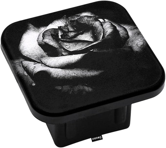 Swono Rose Trailer Hitch Cover Retro Bouquet Water Drop Black Rose Flowers Hitch Cover Plug Tow Hitch Cover Compatible with Most Auto Cars Trucks for 2 Inch Receivers