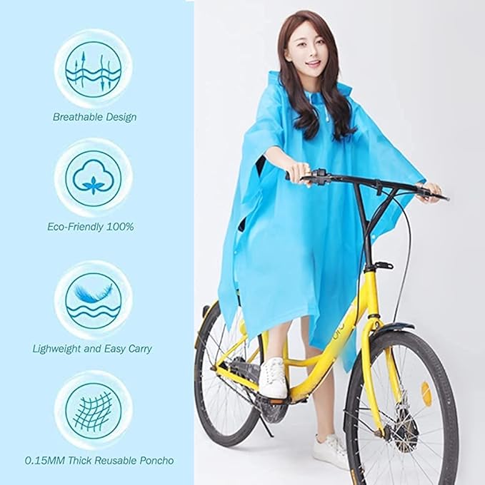 Rain Poncho Raincoats for Adults Reusable - 2-5 Pack EVA Waterproof Rain Coat with Hood, Rain Gear for Women Men