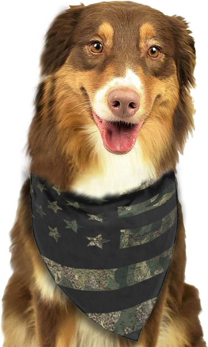 Camo Camouflage Hunting American Flag Dog Bandana Scarf Triangle Bibs Pet Accessories Cat Kerchief