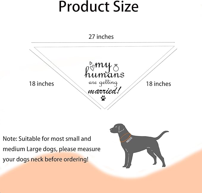 Engagement Gift, My Humans are Getting Married Dog Bandana, Wedding Photo Prop, Pet Scarf, Dog Engagement Announcement, Pet Accessories, Bridal Shower Gift (Black)