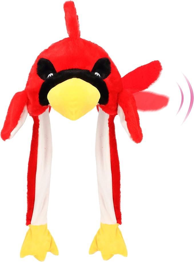 Animal Hat with Ears Moving Jumping Pop Up Beating Hat Plush Holiday Cosplay Dress Up Funny Gift for Kids