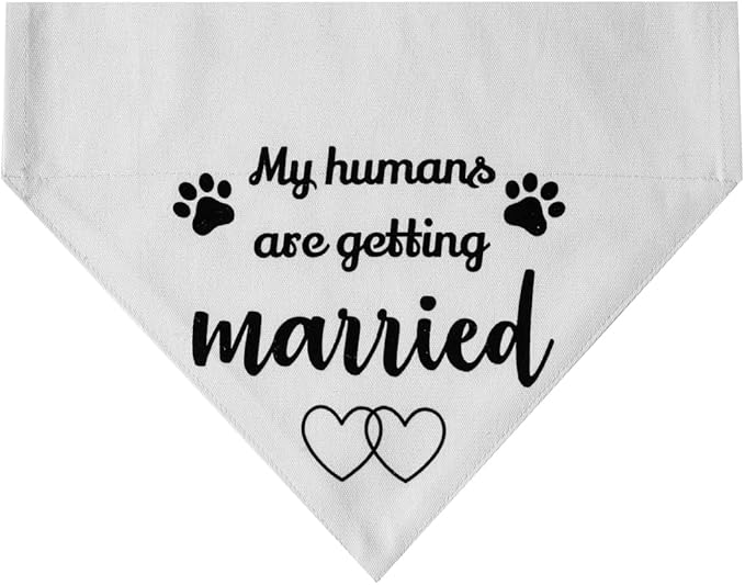 My Humans are Getting Married Dog Wedding Bandana Collar, Adjustable Engagement Pet Bandana with Quick Release Buckle & D-Ring for Dogs & Cats