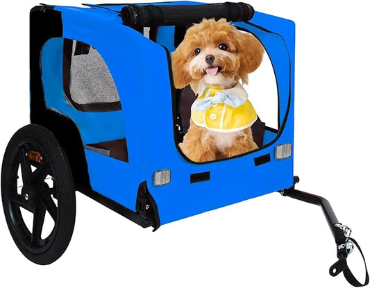 Collapsible Dog Bike Trailer for Small & Medium Pets - 16" All-Terrain Wheels, Universal Hitch, Quick Release & Non-Slip Floor - Internal Leash, Bicycle Accessories