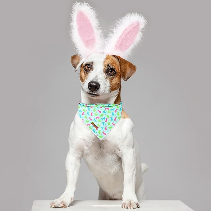 lionet paws Easter Bunny Egg Dog Bandana for Small Medium Large Dogs, Cat Dog Kerchief Triangle Bibs Scarf for Girl Boy