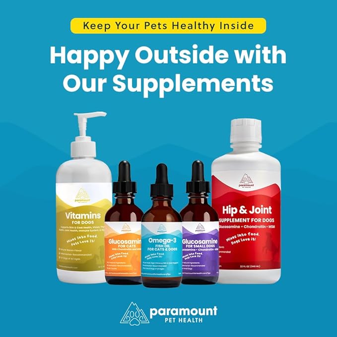 Paramount Pet Health Liquid Glucosamine for Small Dogs, 260mg Glucosamine Liquid for Dogs Joint Supplement for Mobility & Comfort, Easy-to-Use Liquid MSM & Chondroitin, 2 oz