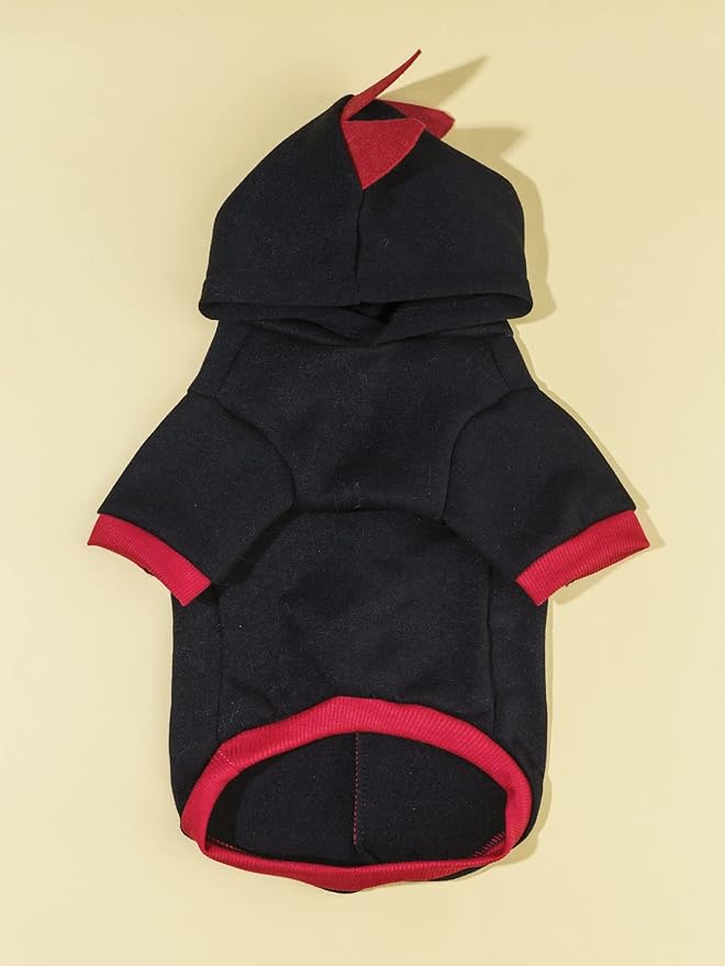 QWINEE Dinosaur Hoodie Warm Jacket Christmas Halloween Costume Clothes for Puppy Kitten Small Medium Dogs Cats Black L