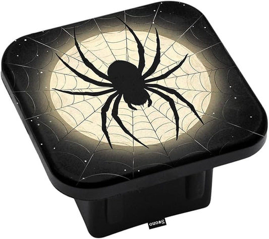 Swono Halloween Trailer Hitch Covers, Halloween Spider Web Night Moon Cute Hitch Covers Fits 2 Inch Receiver, Rubber Receiver Tube Hitch Plug for Rvs Suvs Trucks and Cars