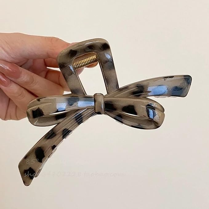 1 Pack Bow Hair Claw Clips Cheetah Print Hair Clip Fall Brown Strong Hold Shark Clip Leopard Print Jaw Clips Non-Slip Cute Bow-knot Hair Barrettes Fashion Hair Accessories for Thick & Thin Hair