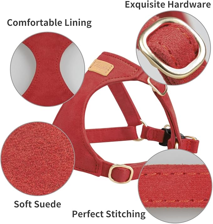 Puppytie No Pull xs Dog Harness with Multifunction Dog Leash,Soft Adjustable No Choke Escape Proof Pet Harness Vest,red Hawthorn,XS