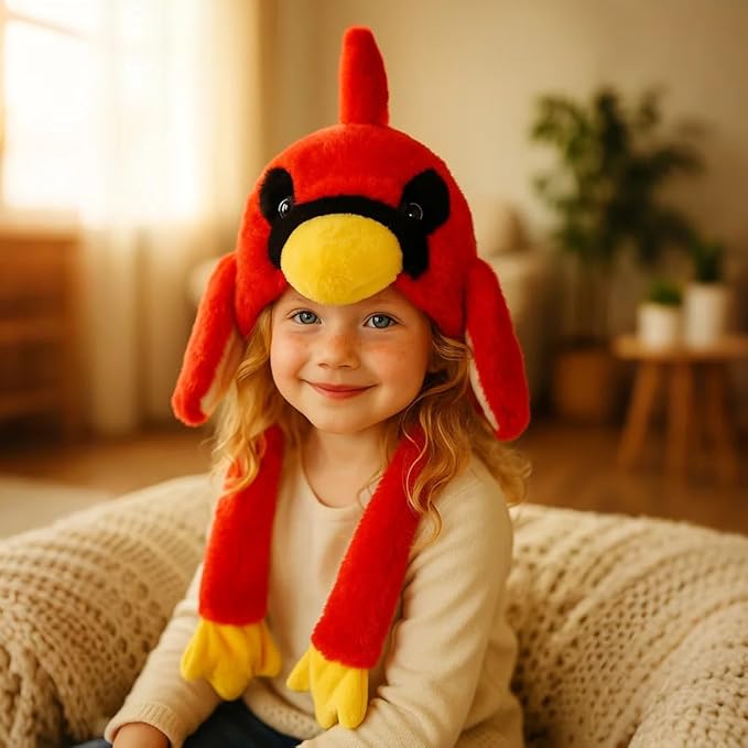 Animal Hat with Ears Moving Jumping Pop Up Beating Hat Plush Holiday Cosplay Dress Up Funny Gift for Kids