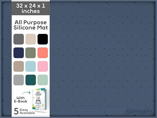 32x24x1” XL Dog Food Mat - All Purpose Under Sink Liner, Washer and Dryer Covers for The Top, Silicone Griddle Mat for Blackstone - Raised Edges Dog Mat for Food and Water Prevent Spill, Waterproof