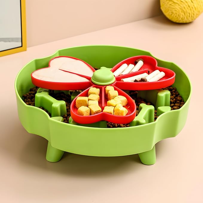 Elevated Slow Feeder Bowl for Cats and Dogs - Raised Puzzle Food Dish with Non-Slip Stand, Anti-Choke Maze Design for Fast Eaters, Indoor Pets - Improves Digestion for Kittens, Puppies (Green)