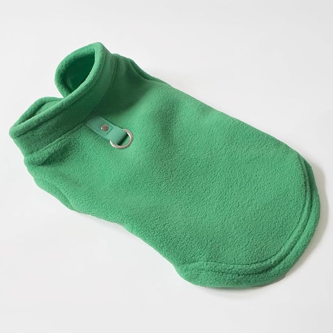 JACKO & CO - Fleece Vest Dog Sweater with Leash Ring - Soft, Warm & Lightweight Pullover Coat for Small & Medium Dogs, Puppies & Cats - Cozy Fall/Winter/Spring Pet Jacket (Green, XX-Large 25-35lbs)