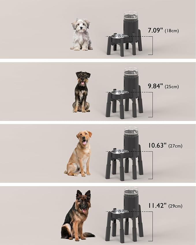 CZPET Dog Water Dispenser Stand, Holder for Pet Automatic Feeders, Width and Height Adjustable Elevated Stand for Pet Feerders, Suitable for Large Dogs [Stand Only]