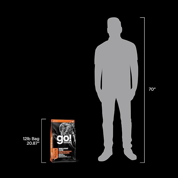 Go! Solutions Skin + Coat Care, Dry Dog Food, Salmon Recipe with Grains, 12 lb Bag