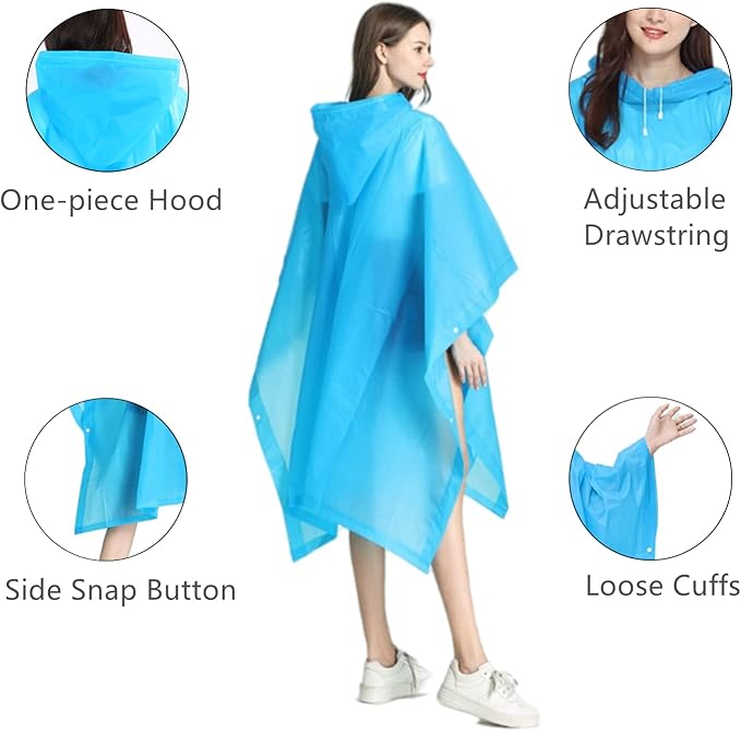 Rain Poncho Raincoats for Adults Reusable - 2-5 Pack EVA Waterproof Rain Coat with Hood, Rain Gear for Women Men