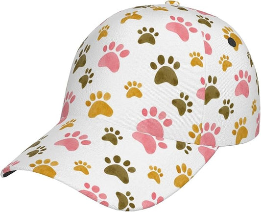 Dog Paw Print Baseball Cap Workout Hats with Adjustable Strap for Men & Women Dad Hat Snapback Hat