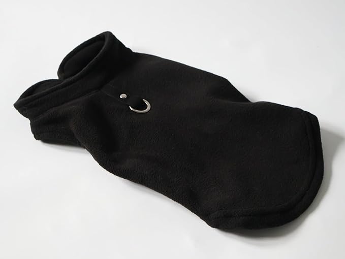 JACKO & CO - Fleece Vest Dog Sweater with Leash Ring - Soft, Warm & Lightweight Pullover Coat for Small & Medium Dogs, Puppies & Cats - Cozy Fall/Winter/Spring Pet Jacket (Black, Medium 6-10lbs)