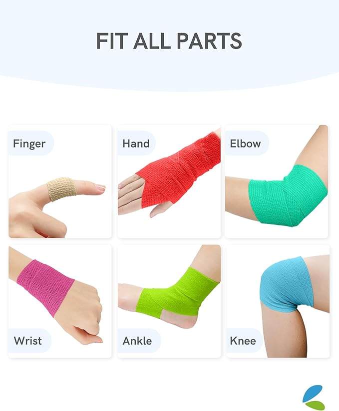 FriCARE Self Adhesive Bandage Wrap, Medical Tape in First Aid Kit, Cohesive Bandages for Wounds Sport Vet, 2 inches X 5 Yards 6 Rolls, Kismet Dream