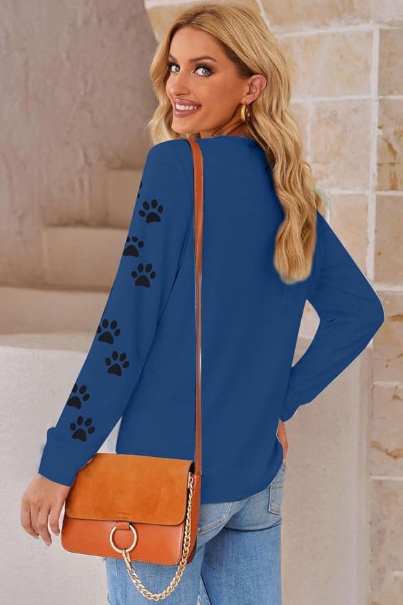 JINTING Cat Shirts for Women - Loose Fit Lightweight Long Sleeve Graphic Tee Fall Printed Crewneck Blouse Casual Tops