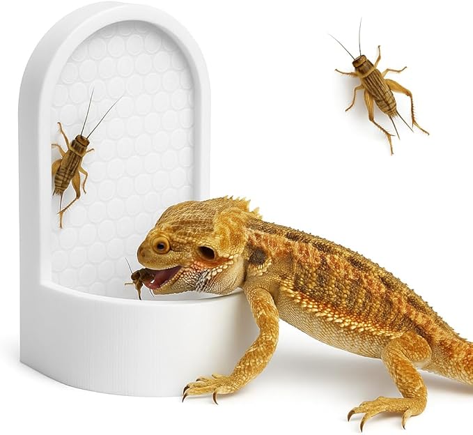 Textured Reptile Feeder Dish – Escape-Insect Feeding Bowl for Lizards & Frogs – 5" Tall White Enrichment Cup for Dubia, Crickets, Worms