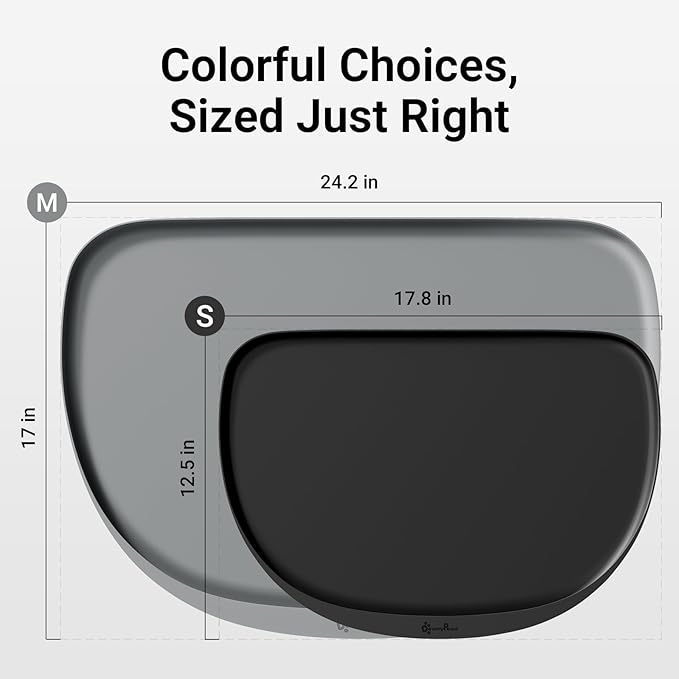 DownyPaws Dog Food Mats for Floors Waterproof, BPA Free Silicone Dog Bowl Mat, Non-Slip Pet Feeding Mat with High Raised Edge, Cat Placemat for Messy Drinkers, 24"×17", Gray