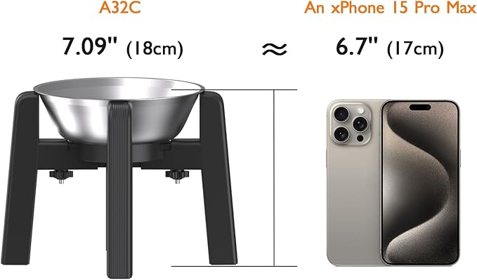 CZPET Dog Bowl Stand, 51 oz Large Capacity Raised Elevated Dog Food/Water Stainless Steel Feeder, Size Adjustable & Anti-Slip Stand for Medium Dogs (2 Pack)