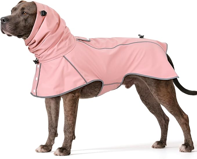 Reflective Dog Raincoat, Windproof & Waterproof Dog Rain Jacket, Adjustable Hooded Pet Poncho with Leash Hole for Small, Medium, Large Dogs(S-2XL) (Pink, XX-Large)