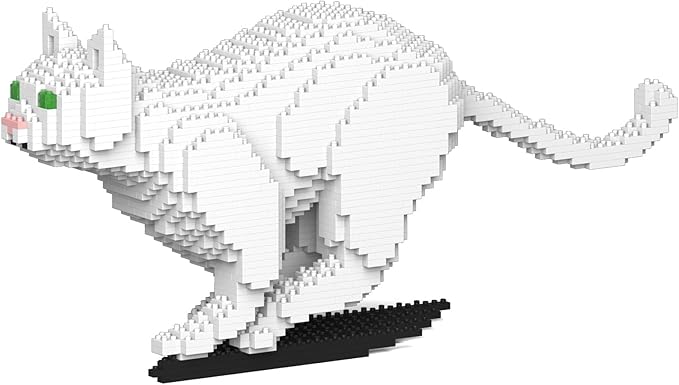 JEKCA Cat 19S-M01 | White Cat Plastic Building Blocks | Age 14+