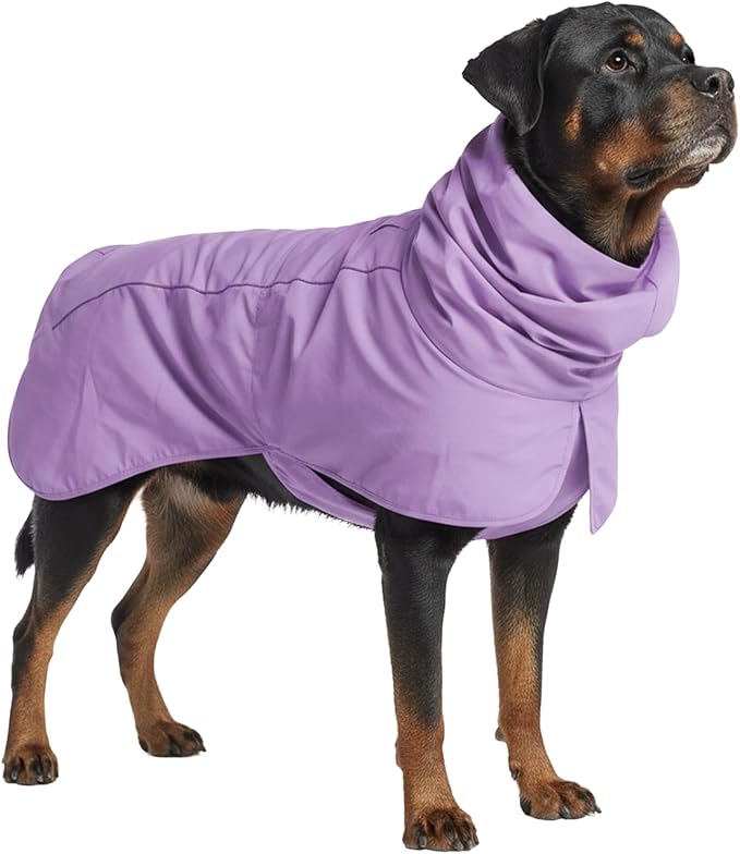Spark Paws Dog Raincoat, Waterproof Windproof Rain Jacket, for Small Medium Large Extra Large Dogs, Reflective Breathable Full-Body Coverage Dry Suit - Purple - 4XL