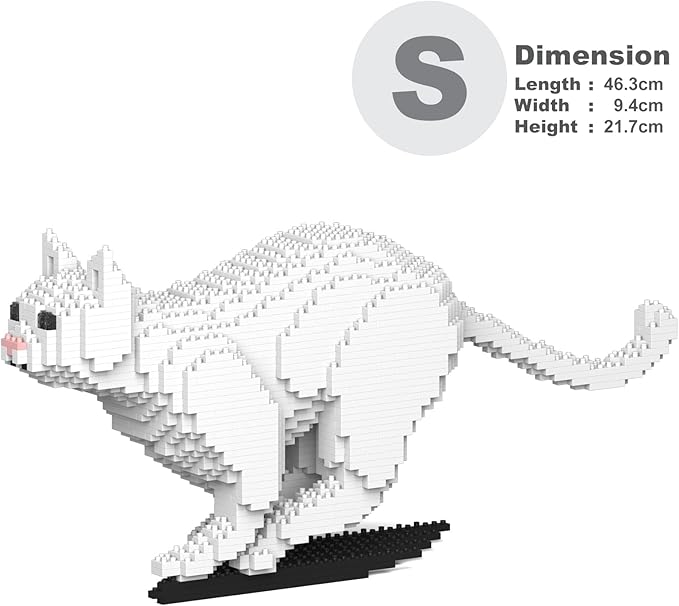JEKCA Cat 19S-M01 | White Cat Plastic Building Blocks | Age 14+