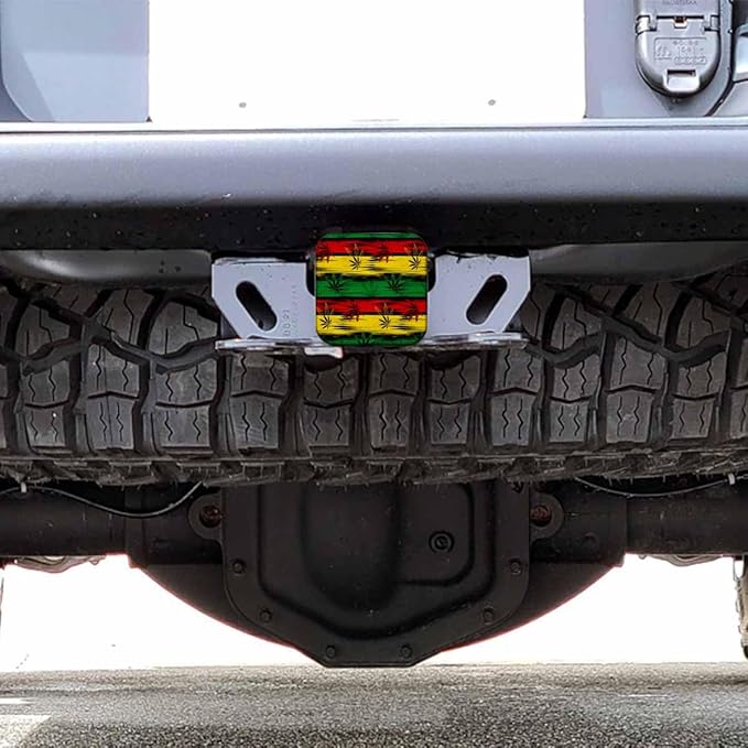 Cannabis Leaves Trailer Hitch Tube Cover Plug Cap, Abstract Colorful Cannabis Weed Lightweight Hitch Covers Protector Tow Hitch Cover Plug Cap Receiver Hitch Accessories 2 Inch